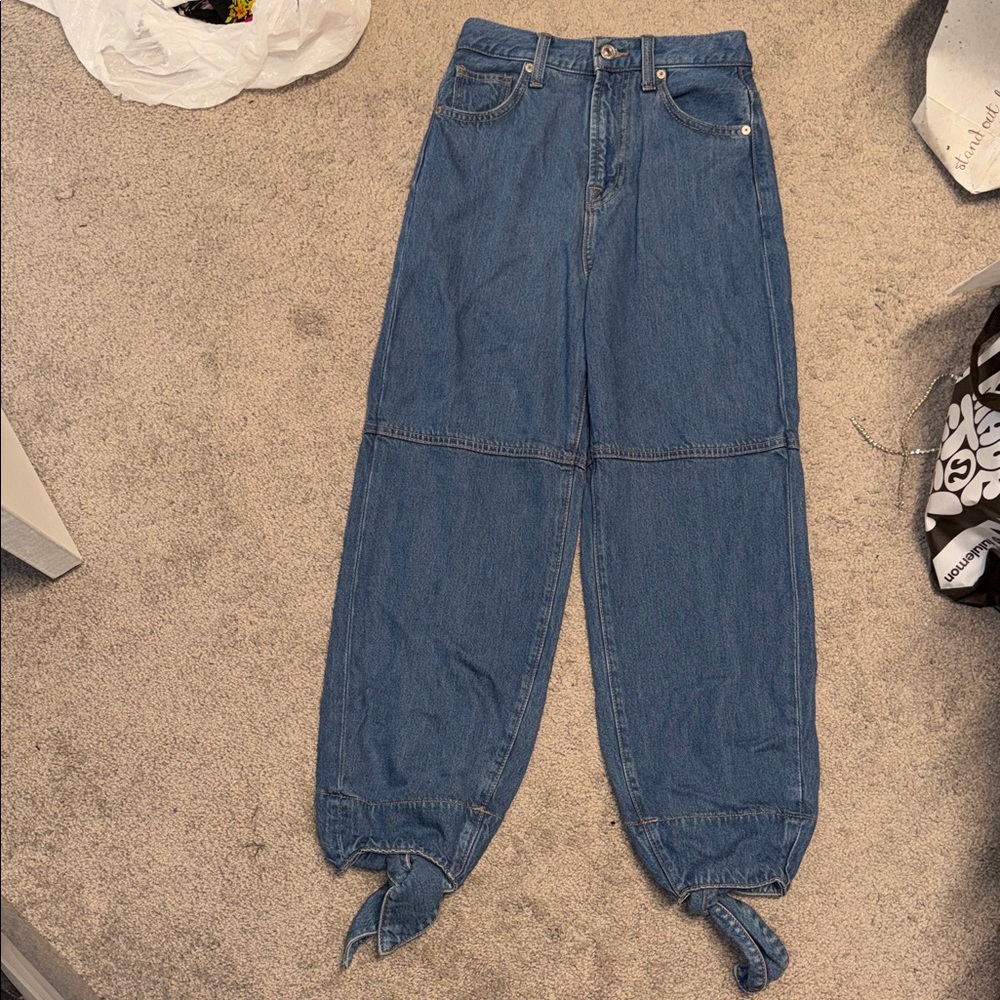 7 for all mankind Women’s Blue Denim Tie-Hem Jeans size 23